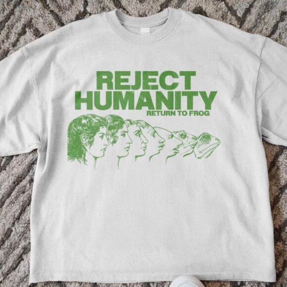 Reject Humanity Return To Frog Graphic T-Shirt,Scientific Evolution Meme T-Shirt - Picture 1 of 1